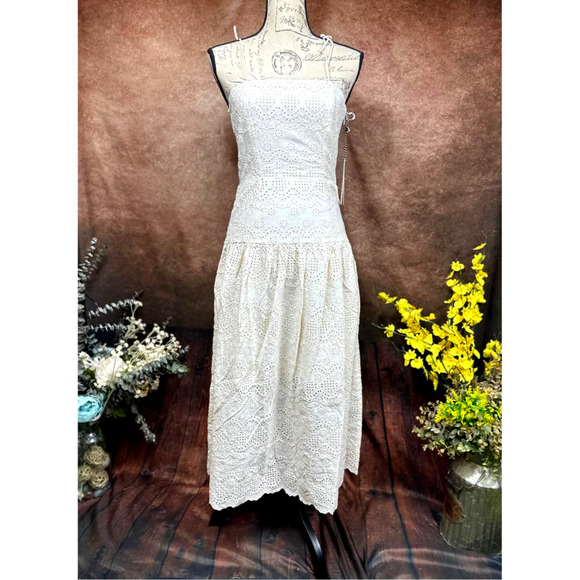 St Roche Benedict Removable Straps Eyelet Detail Dress Vanilla 2 - Picture 6 of 15